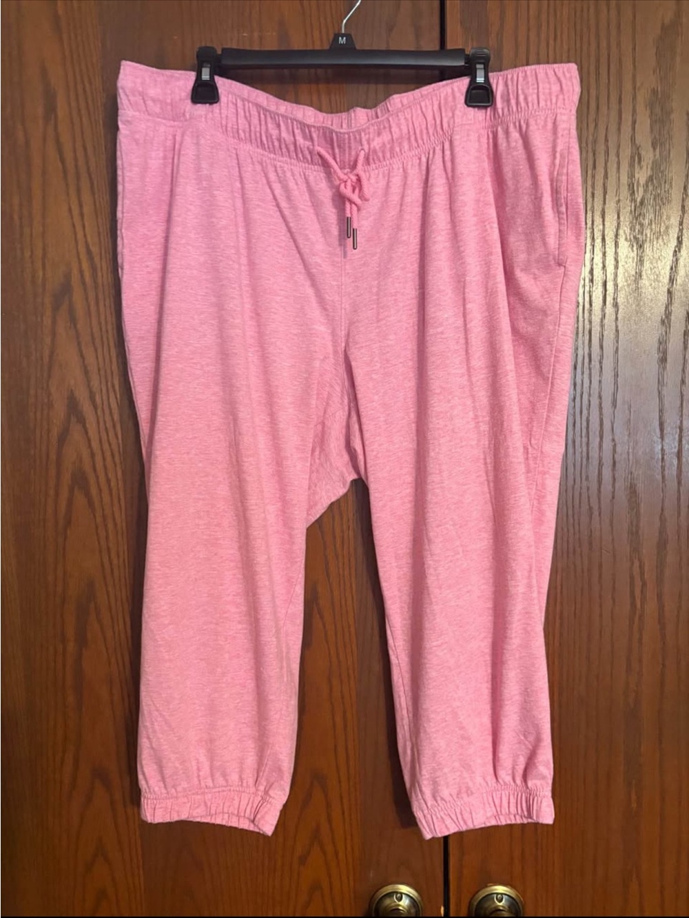 Pink Capri Jogger Pants with Elastic Waist 1X